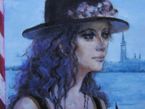 明野千秋、ゴンドラの詩、希少な画集より、新品高級額・額装付、状態良好