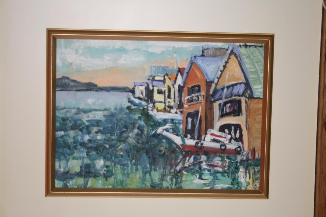 ★伊奈三知夫★油絵★日展光風会★江南市美術協会会員★Ｆ４号★丹後半島伊根町の舟屋