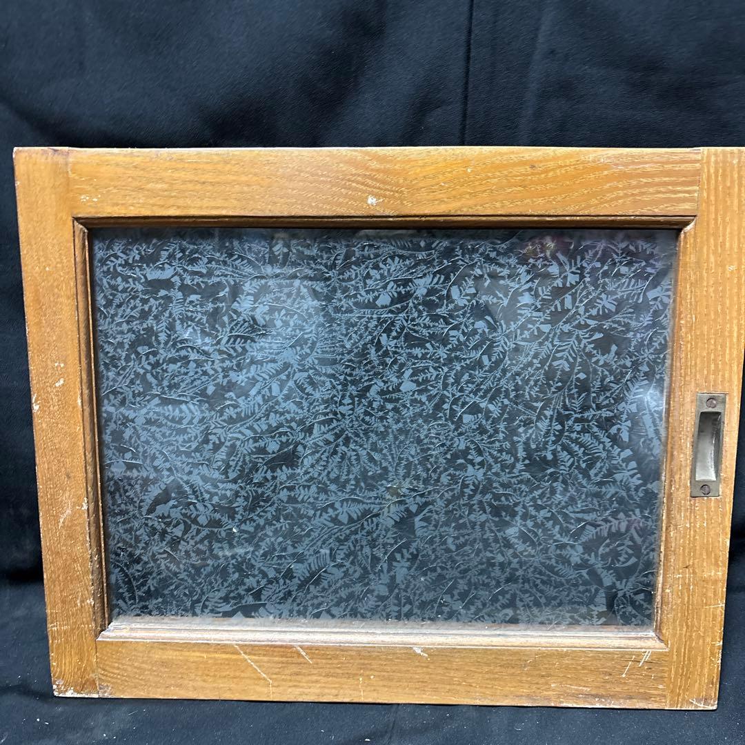 アンティーク 昭和レトロ 木製 建具 窓枠 引き戸　ガラス扉 曇りガラス　DIY