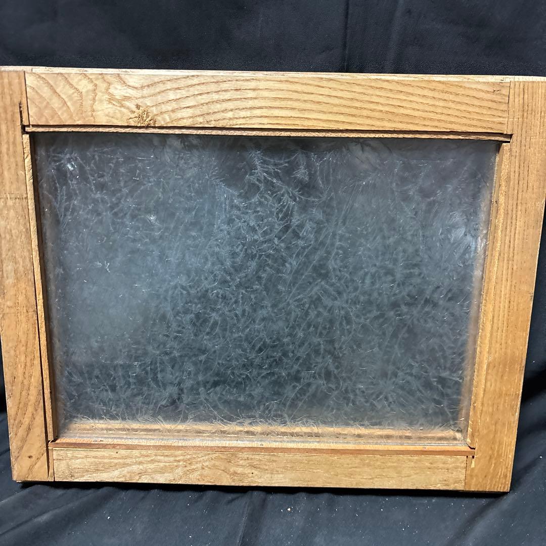 アンティーク 昭和レトロ 木製 建具 窓枠 引き戸　ガラス扉 曇りガラス　DIY