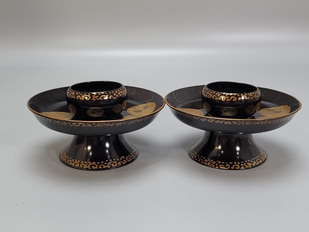 煎茶 時代 蒔絵 碗台 一対