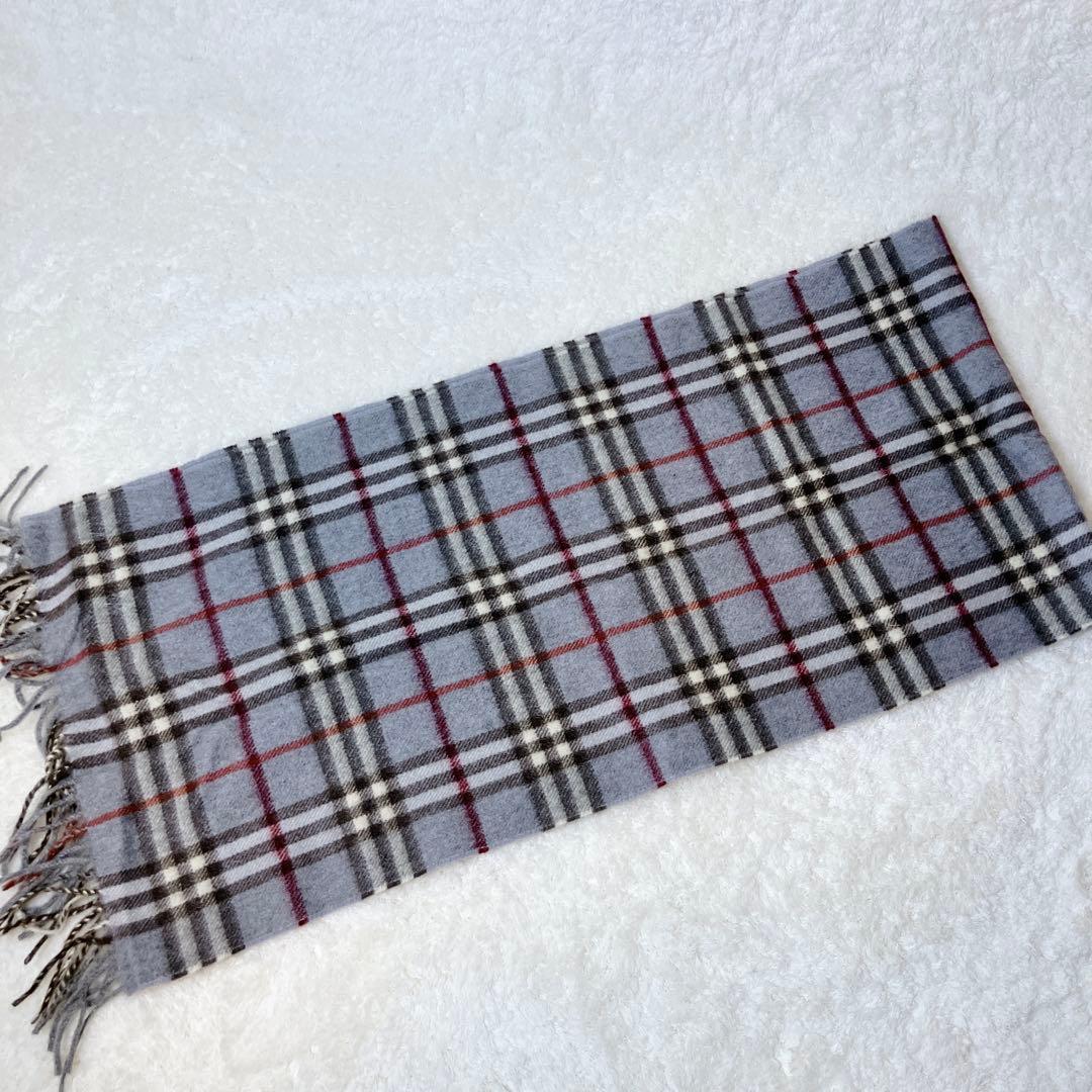 【美品】BURBERRY マフラー カシミヤ100% ノバチェック ライトブルー
