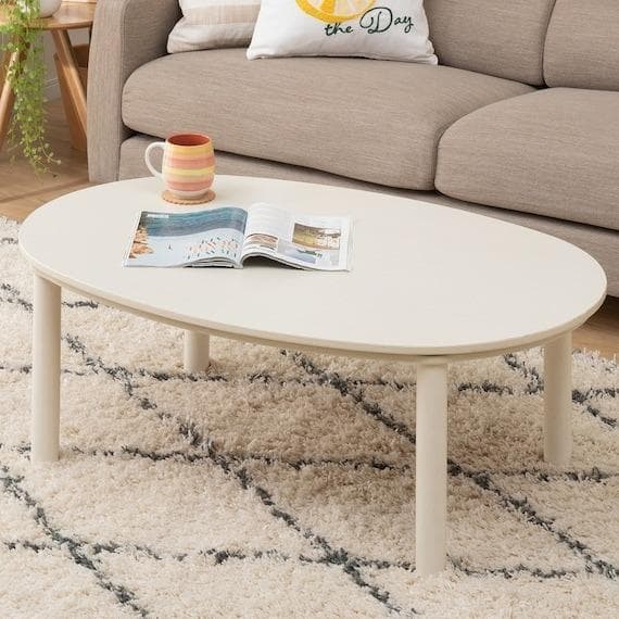 くるみ☺︎ ニトリ 楕円形リビングこたつ ホワイト GC03R 105WW