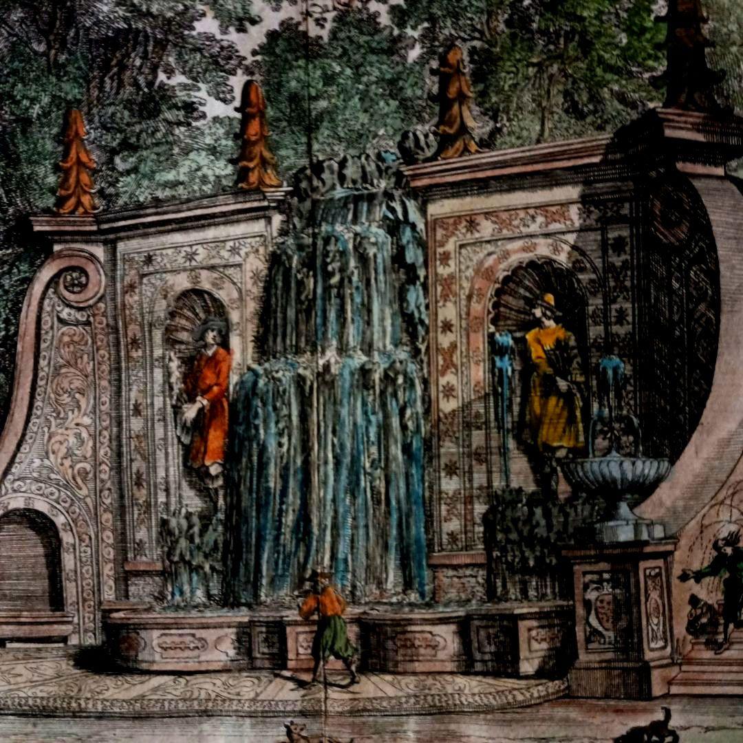 額装品　古典版画　1685年　FALDA 「Villa Frescada」ローマ