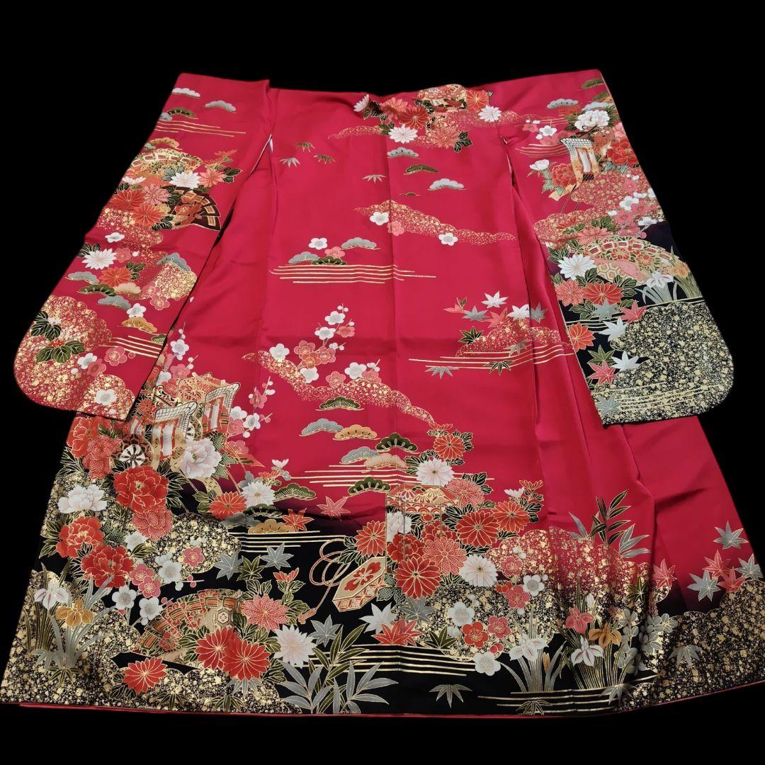 大特価SALE☆振袖フルセット(7点)・成人式・小柄な方向け・古典柄・金彩加工