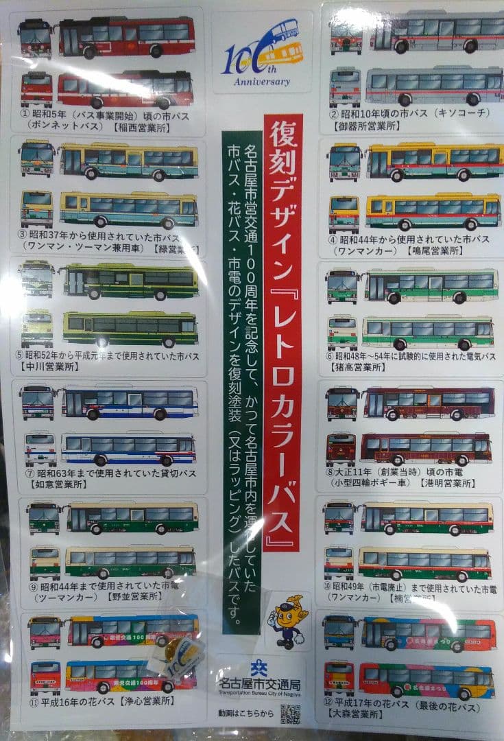 なごや市バス　局章　ピンバッジ　シール　100周年記念