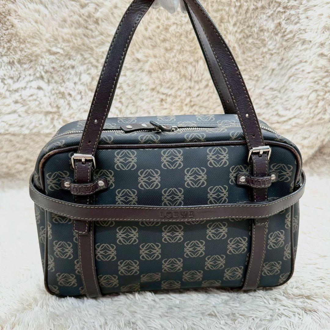 【美品】ロエベ ハンドバッグ ブラウン アナグラム ミニボストンバッグ