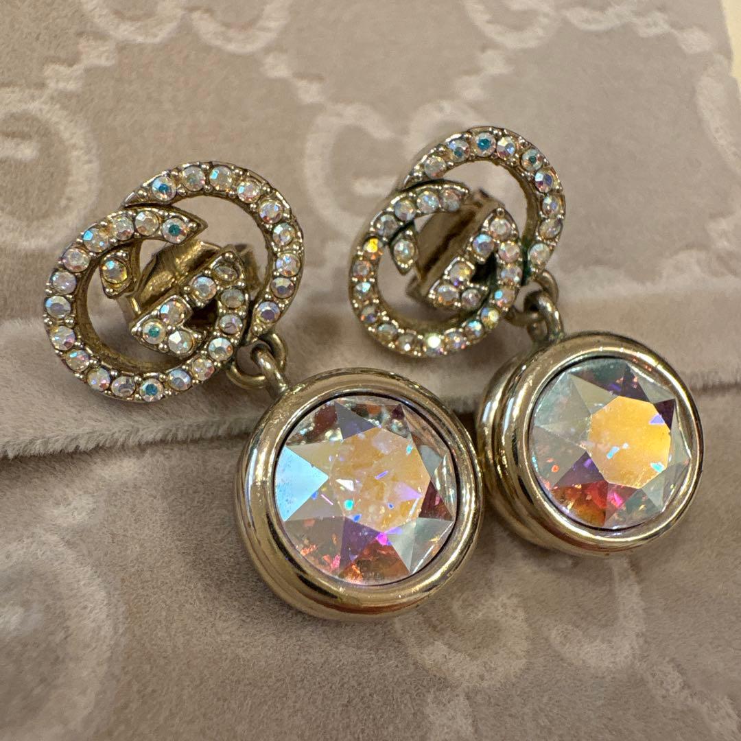 GUCCI クリスタル付きピアス オーロラカラー