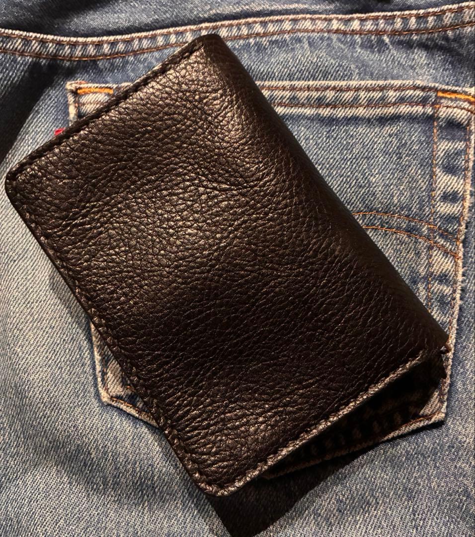 トラッカーウォレット　ミドルサイズ　シルバー925クロスコンチョ　シボ革