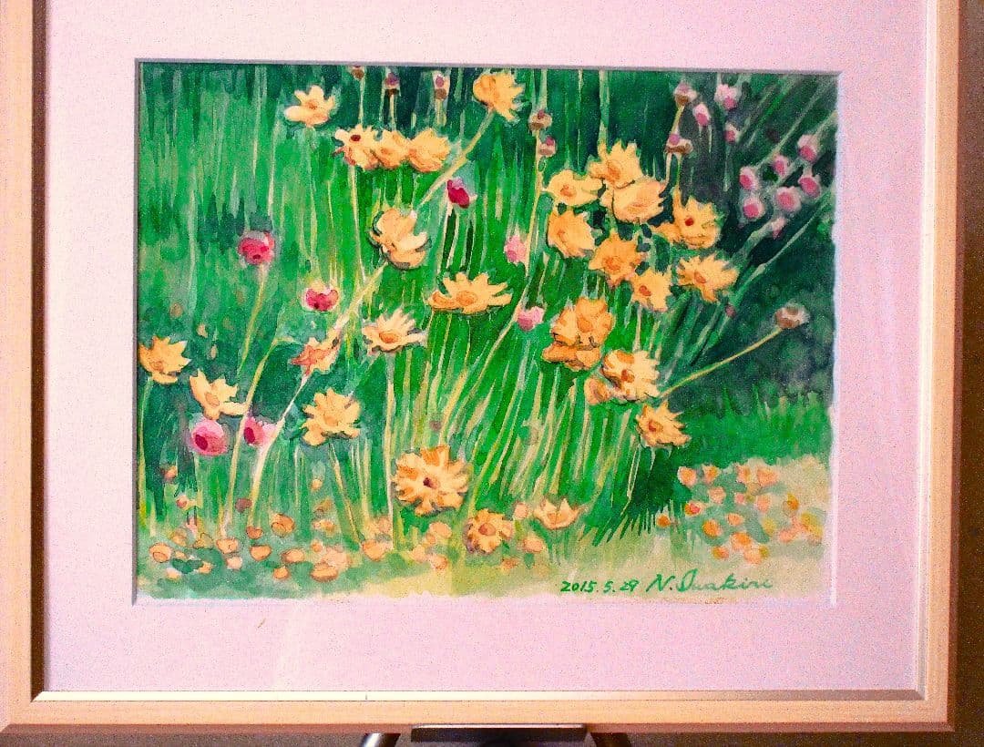 水彩画 花 フレーム付き F6サイズ 原画