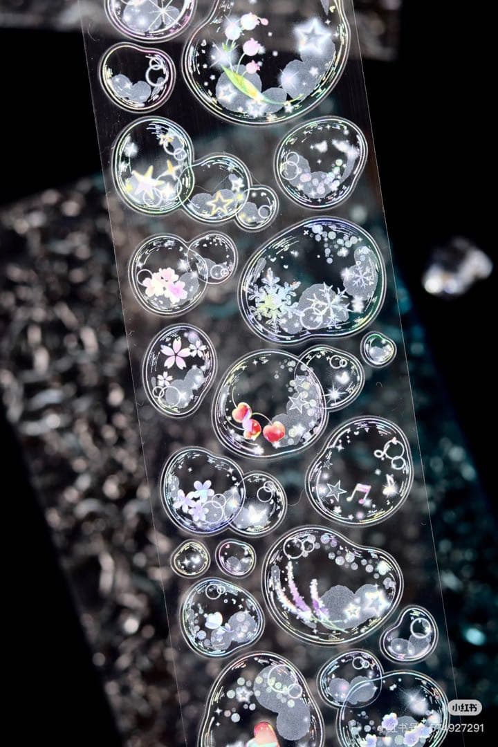 【8698】海外　マステ　5m巻売り　貝殻光カッティング泡　虹色マスキングテープ