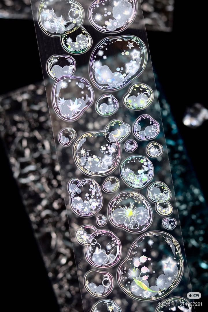 【8698】海外　マステ　5m巻売り　貝殻光カッティング泡　虹色マスキングテープ