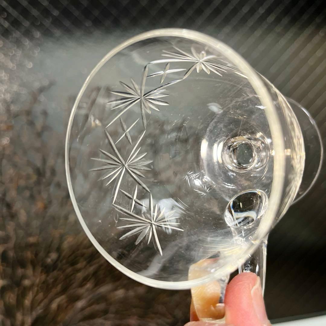 骨董　時代ガラス　ギヤマン　切子　耳付ききグラス　リキュールグラス　１客　ウラン