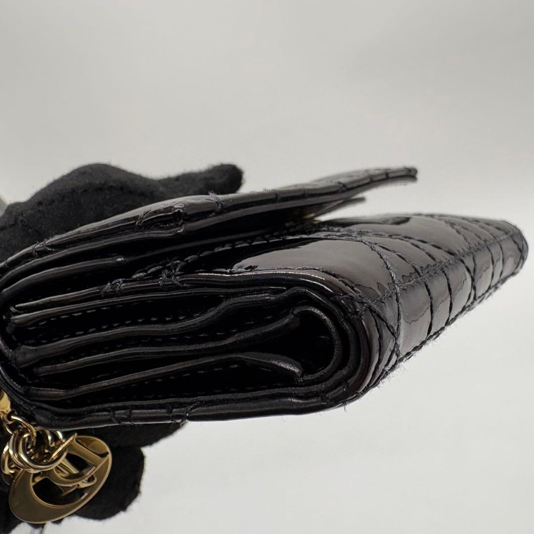 DIOR☆レディ ディオール☆エナメル☆ロータスウォレット☆カナージュ☆財