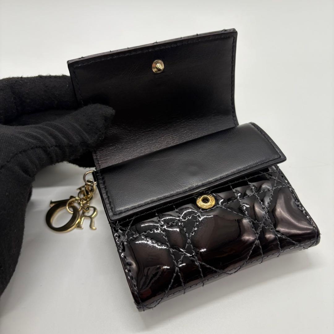 DIOR☆レディ ディオール☆エナメル☆ロータスウォレット☆カナージュ☆財