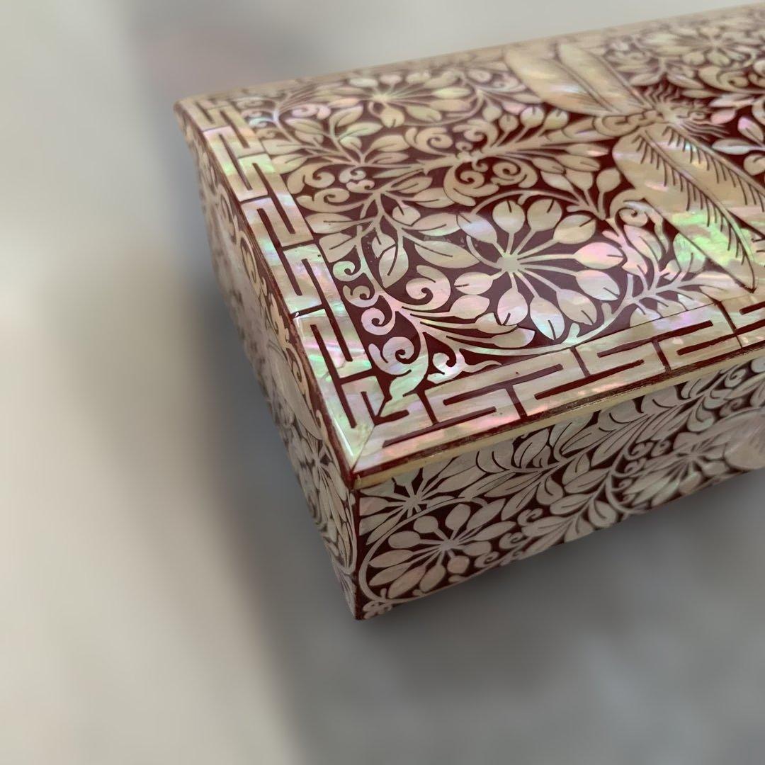 美品　螺鈿細工　ジュエリーボックス　ペンケース　伝統工芸　ピンク系