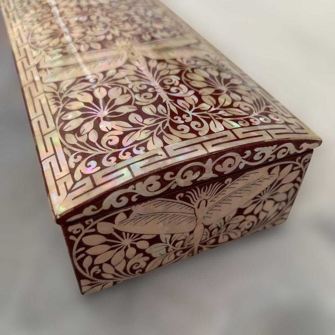 美品　螺鈿細工　ジュエリーボックス　ペンケース　伝統工芸　ピンク系