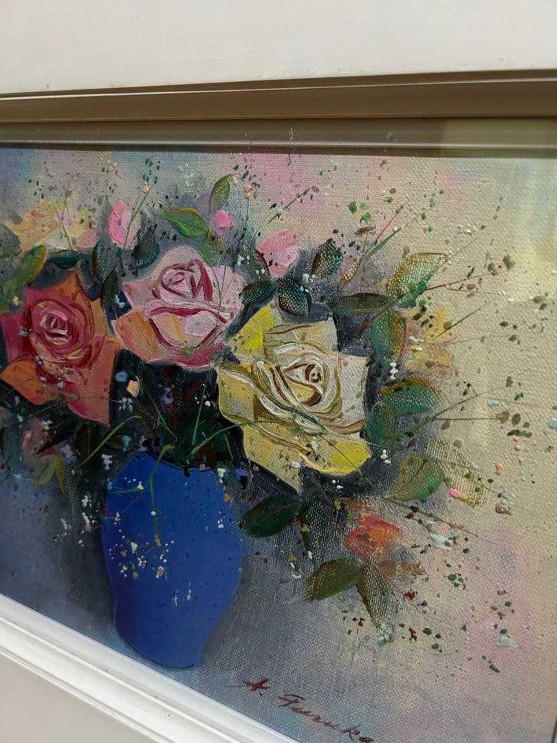 おすすめ　古川　明雄　作品　油絵　薔薇　バラ