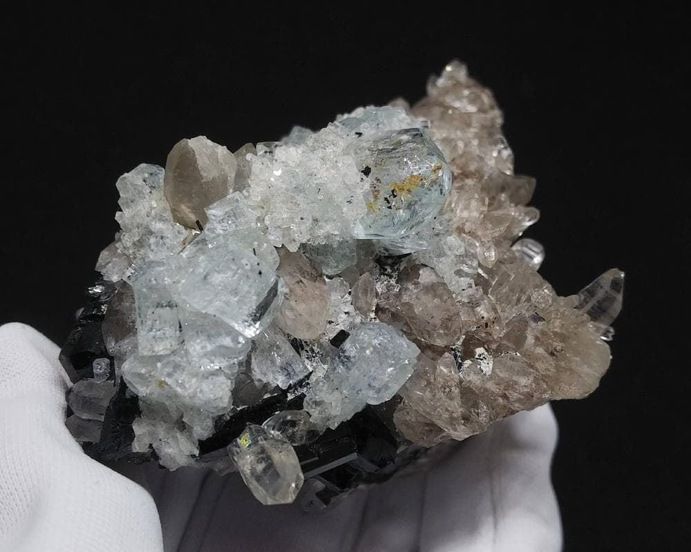 334 宝石質 クラスター アクアマリン スモーキークォーツ トルマリン