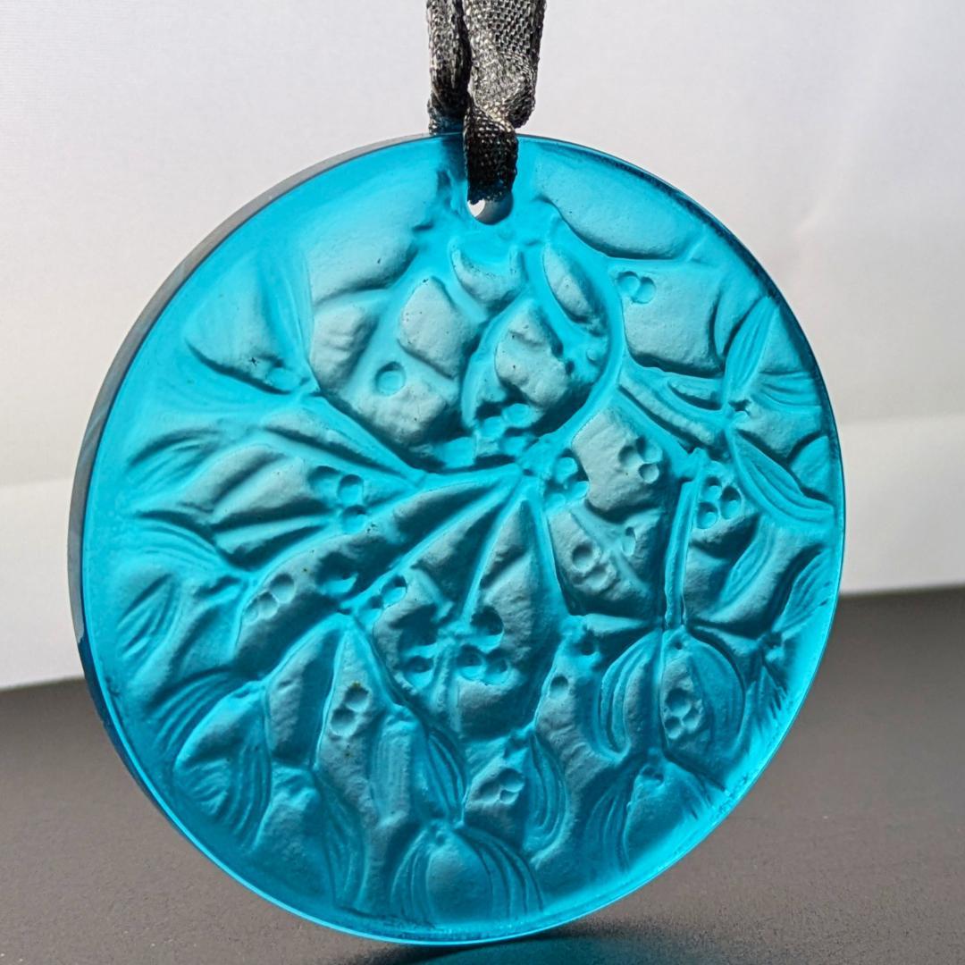 鮮烈ターコイズ★ラリック ヤドリギ ペンダント オーナメント 美品 フランス