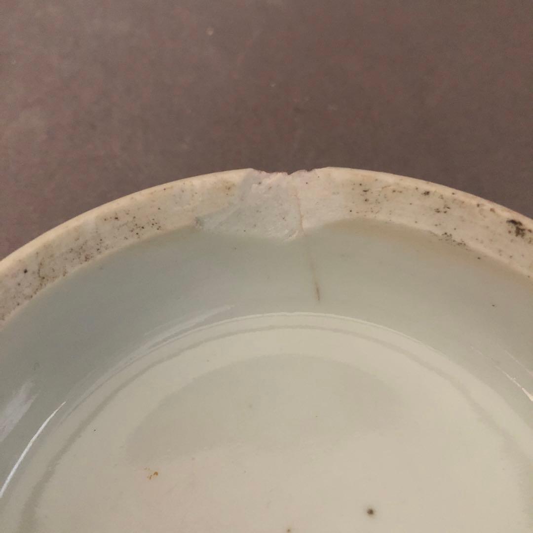 中国骨董　粉彩人物図柄　蓋物