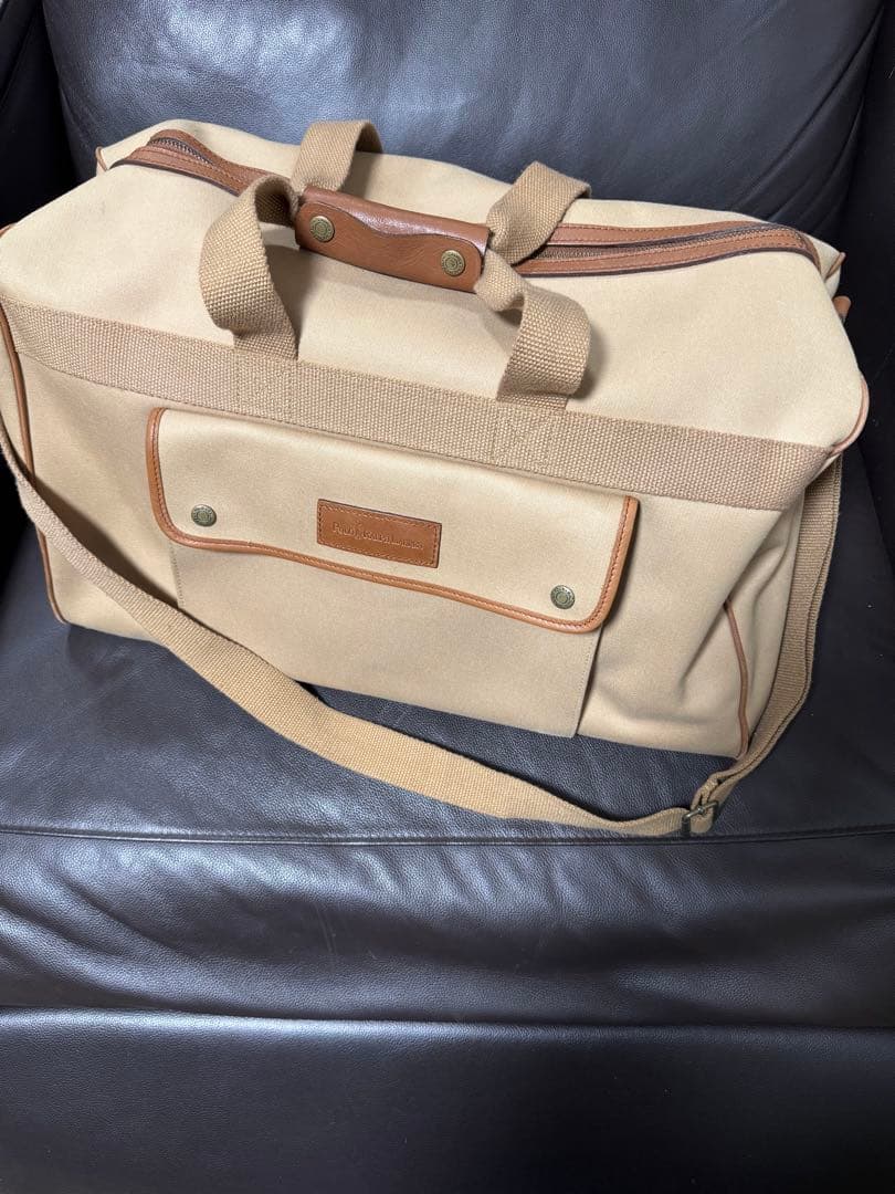 POLO RALPH LAUREN キャンバスボストンバッグ ベージュ