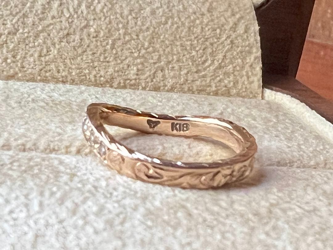 MAILE K18PG ウェーブハーフエタニティリング