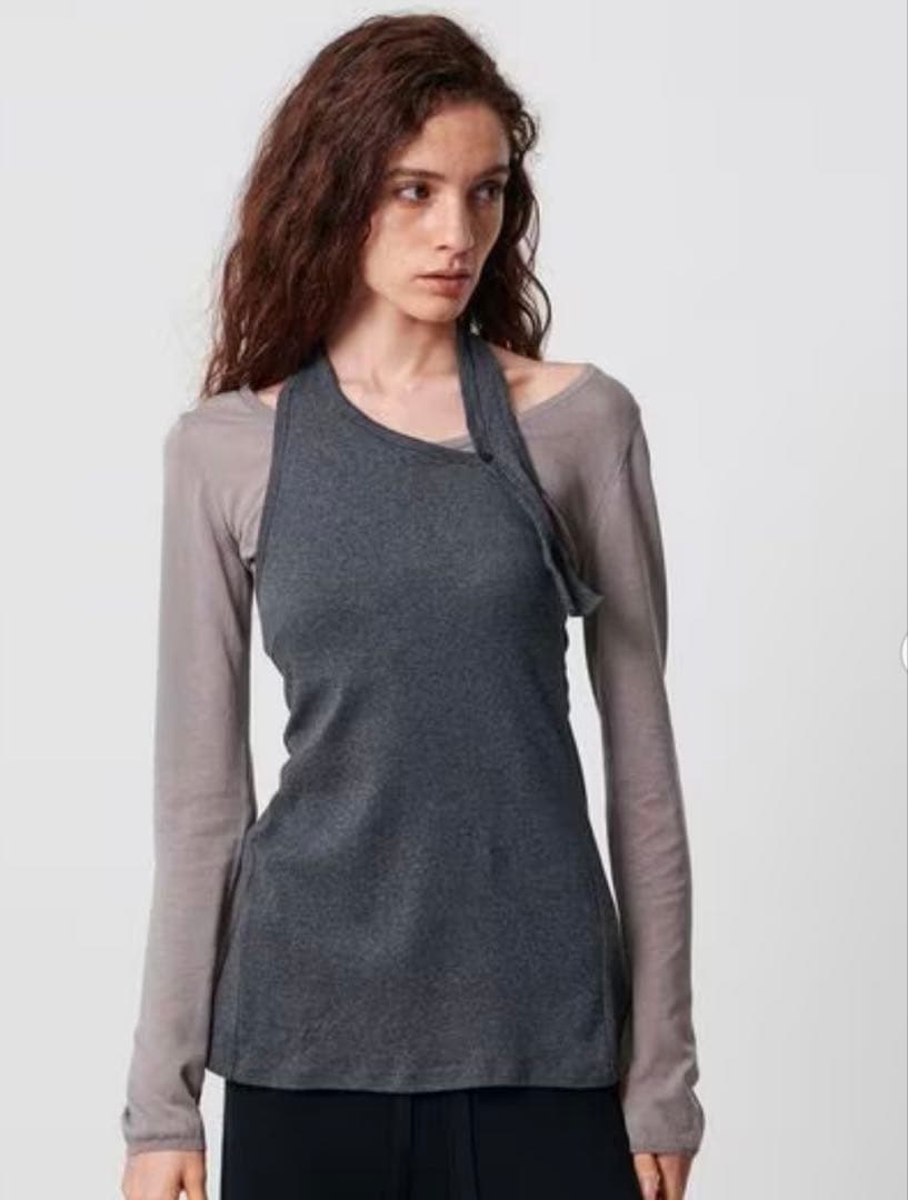 ATTISESSION バックタイ ホルターネックトップス