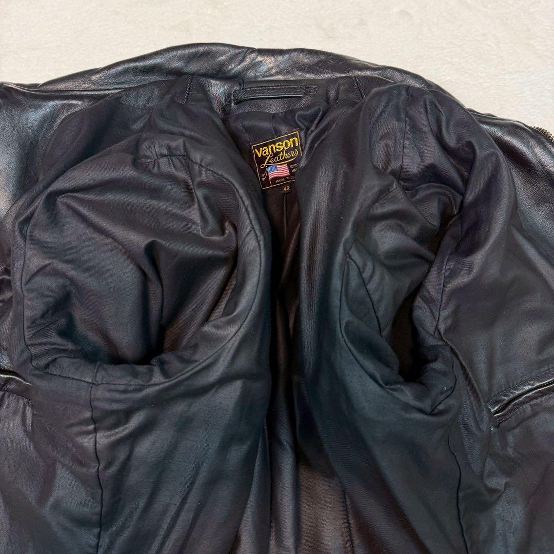 SIZE46 VANSON ENF ライダースジャケット ブラック 大きいサイズ