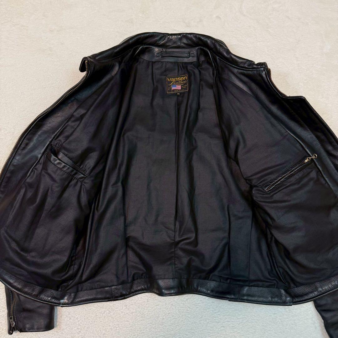 SIZE46 VANSON ENF ライダースジャケット ブラック 大きいサイズ