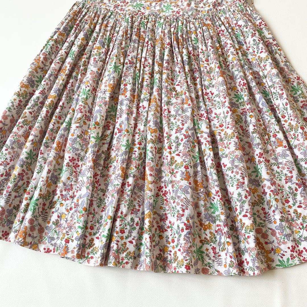 【美品】45R　スカート　LIBERTY　ネオンフィールズ　花柄　ギャザー　M