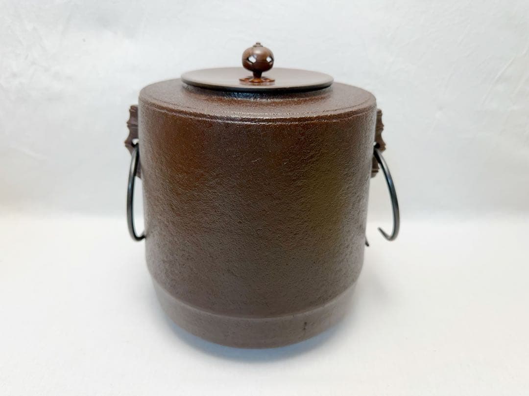 美品 茶道具 釜師 人間国宝 高橋敬典造 筒釜 釜印 栞 共箱