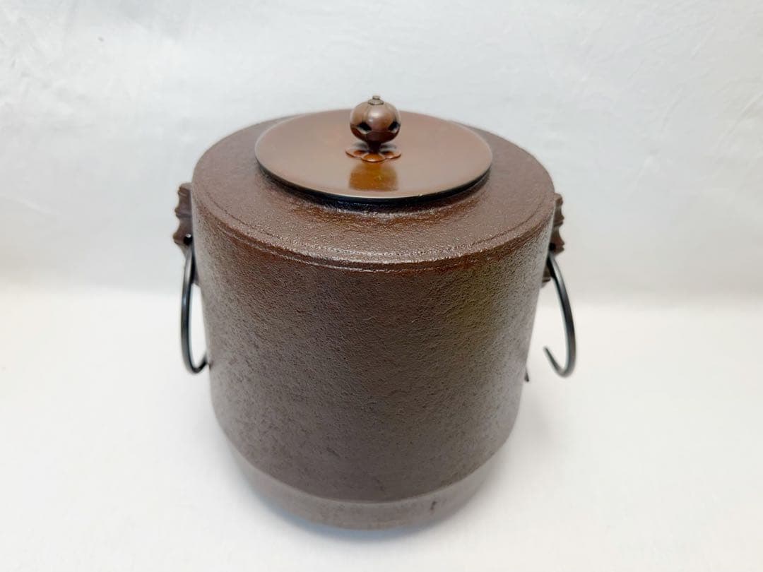 美品 茶道具 釜師 人間国宝 高橋敬典造 筒釜 釜印 栞 共箱