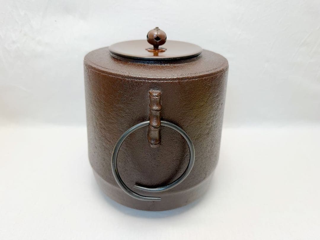 美品 茶道具 釜師 人間国宝 高橋敬典造 筒釜 釜印 栞 共箱