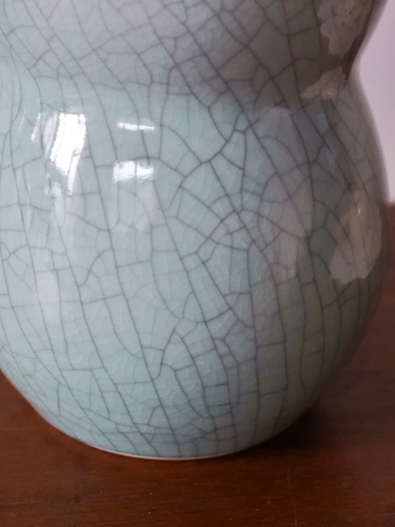 七官青磁　長水指　祥堂　茶道具　水指　箱付　Q2301