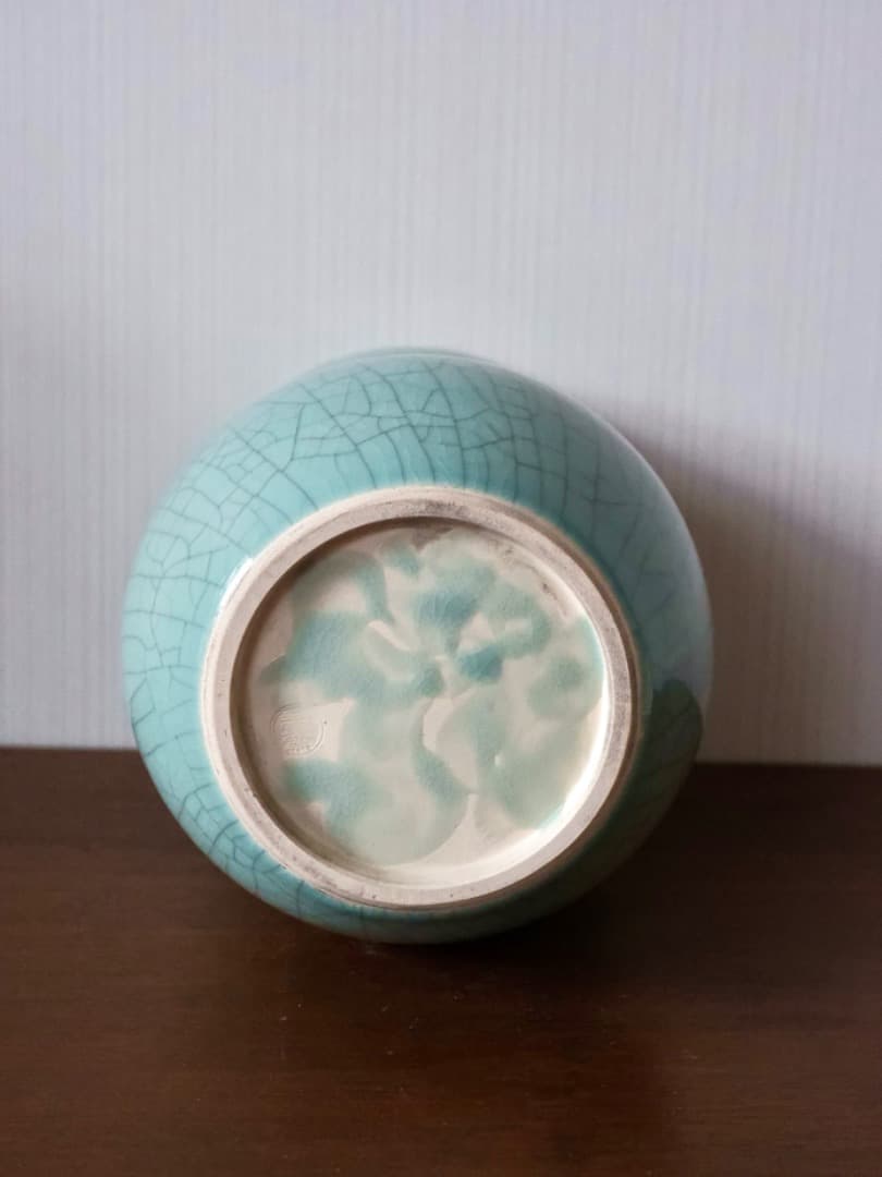 七官青磁　長水指　祥堂　茶道具　水指　箱付　Q2301