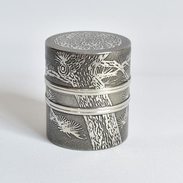 煎茶道 上錫大阪錫半 茶壷茶筒01