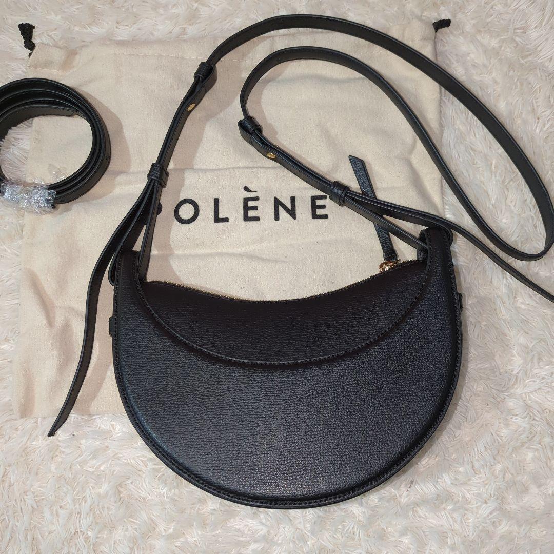 POLÈNE ブラック レザー ショルダーバッグ