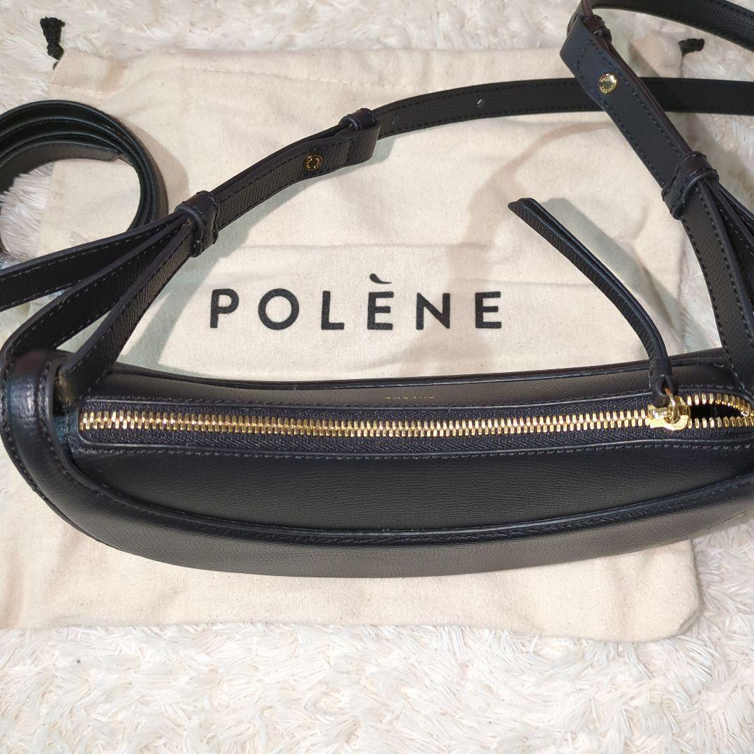 POLÈNE ブラック レザー ショルダーバッグ