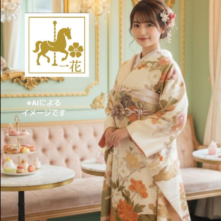 処分セール！1/18(日)まで！425.振袖7点セット 正絹　フルセット　成人式