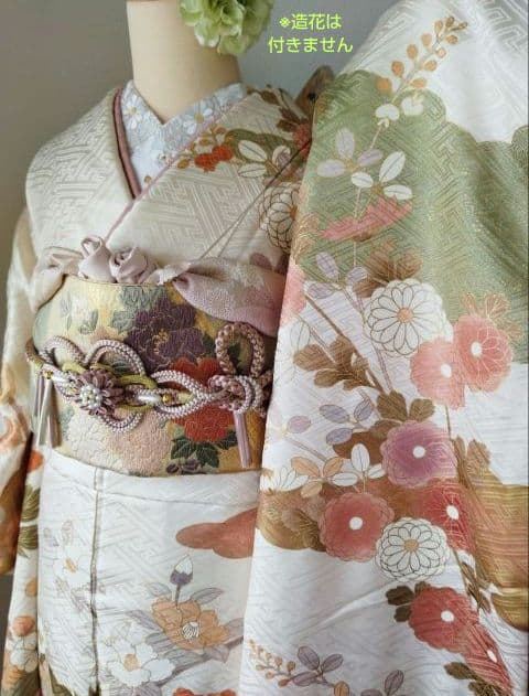 処分セール！1/18(日)まで！425.振袖7点セット 正絹　フルセット　成人式