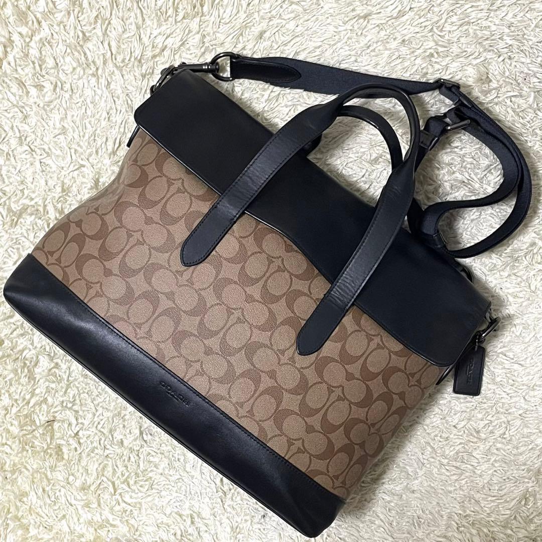 【極美品】COACH コーチ ビジネスバッグ ベージュ レザー PC収納可