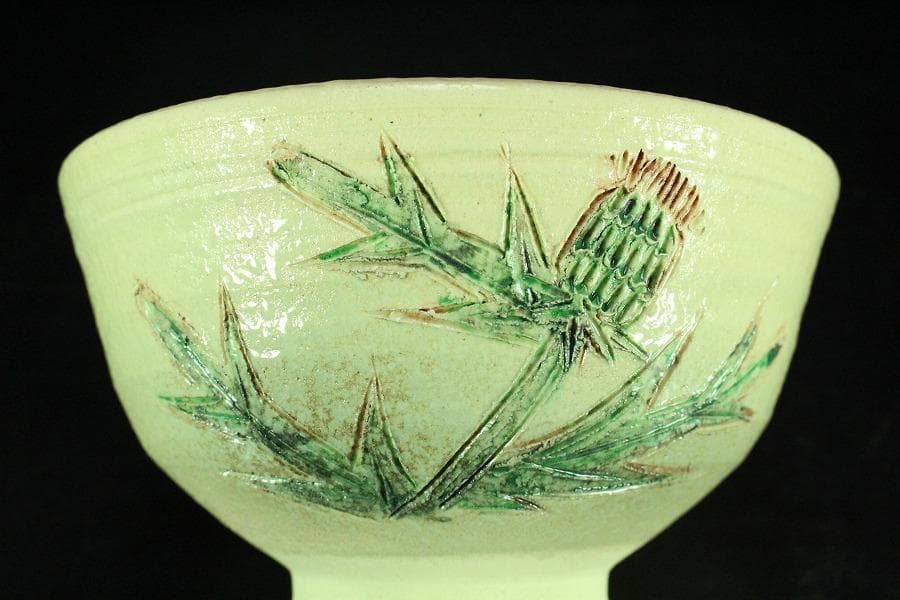 茶道具 寺池静人造 紅花茶碗 共箱 共布 京焼 夏(K-YC495)