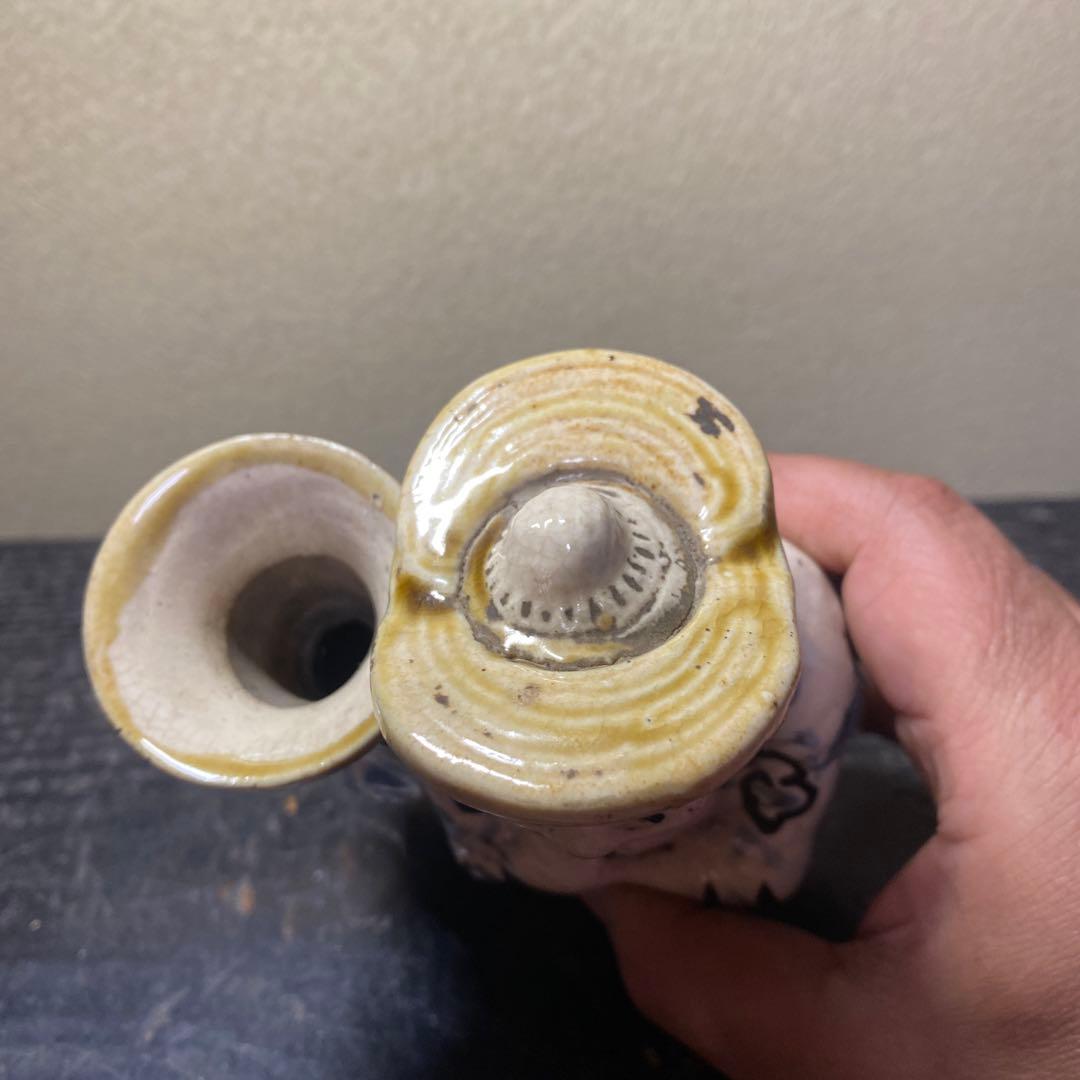 中国古玩変形人物花生14cm9cm6cm