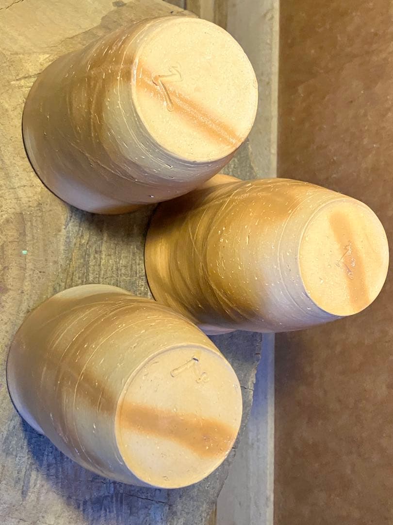 備前　緋襷窯変　陶器カップ 5個セット