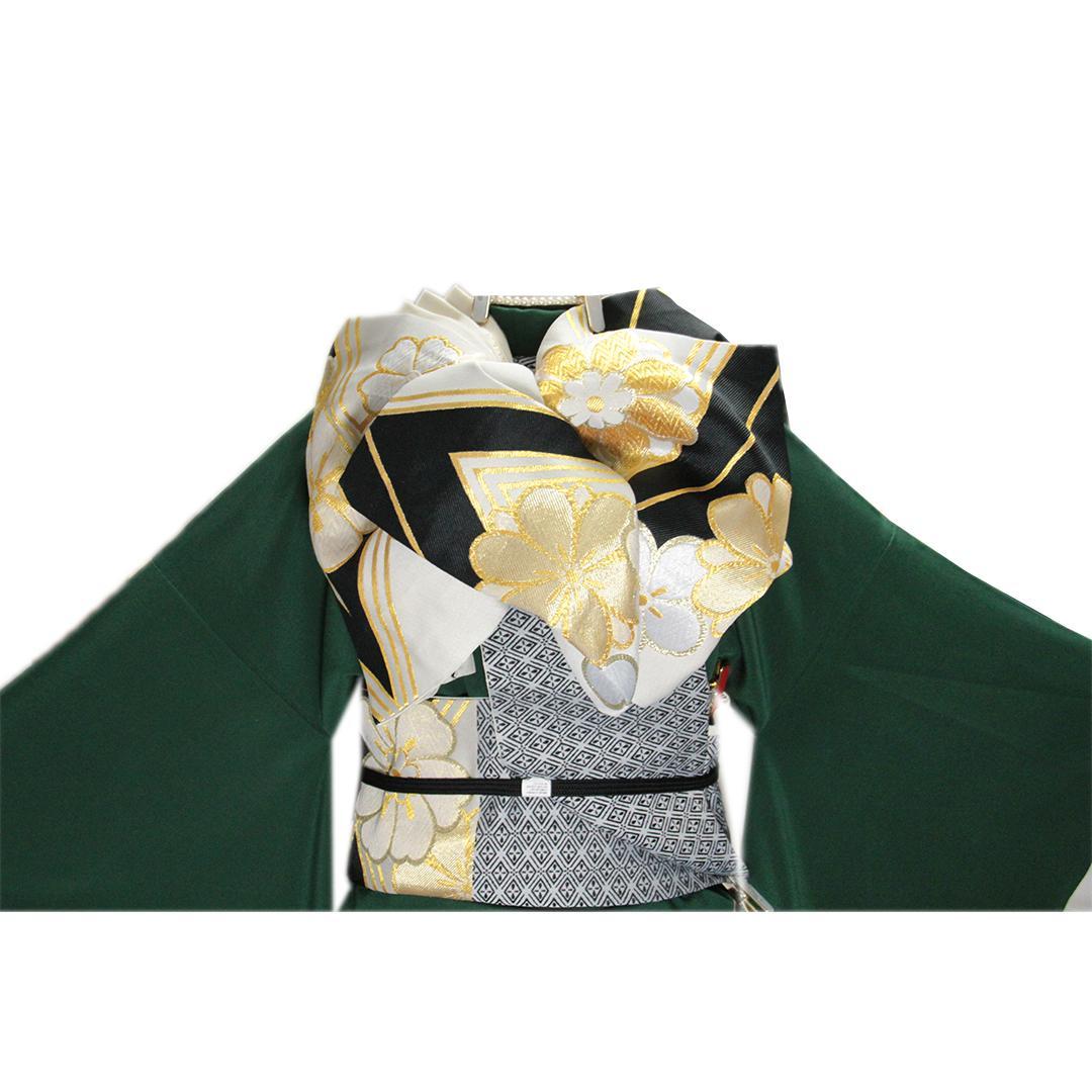 深緑無地/成人式小振袖中振袖単品二尺袖 NF20