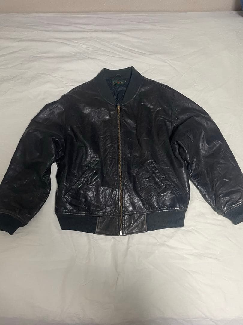 90s J.CREW leather jacket MA-1 type 巨人タグ