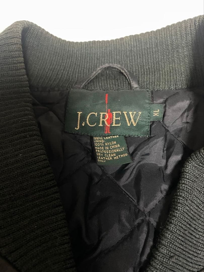 90s J.CREW leather jacket MA-1 type 巨人タグ