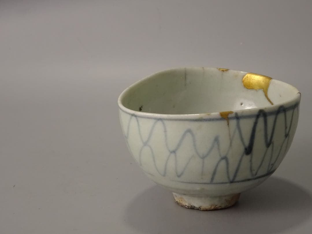 江戸時代　前期　初期伊万里　染付　網手　小碗　箱付　茶碗　酒器　片口としても