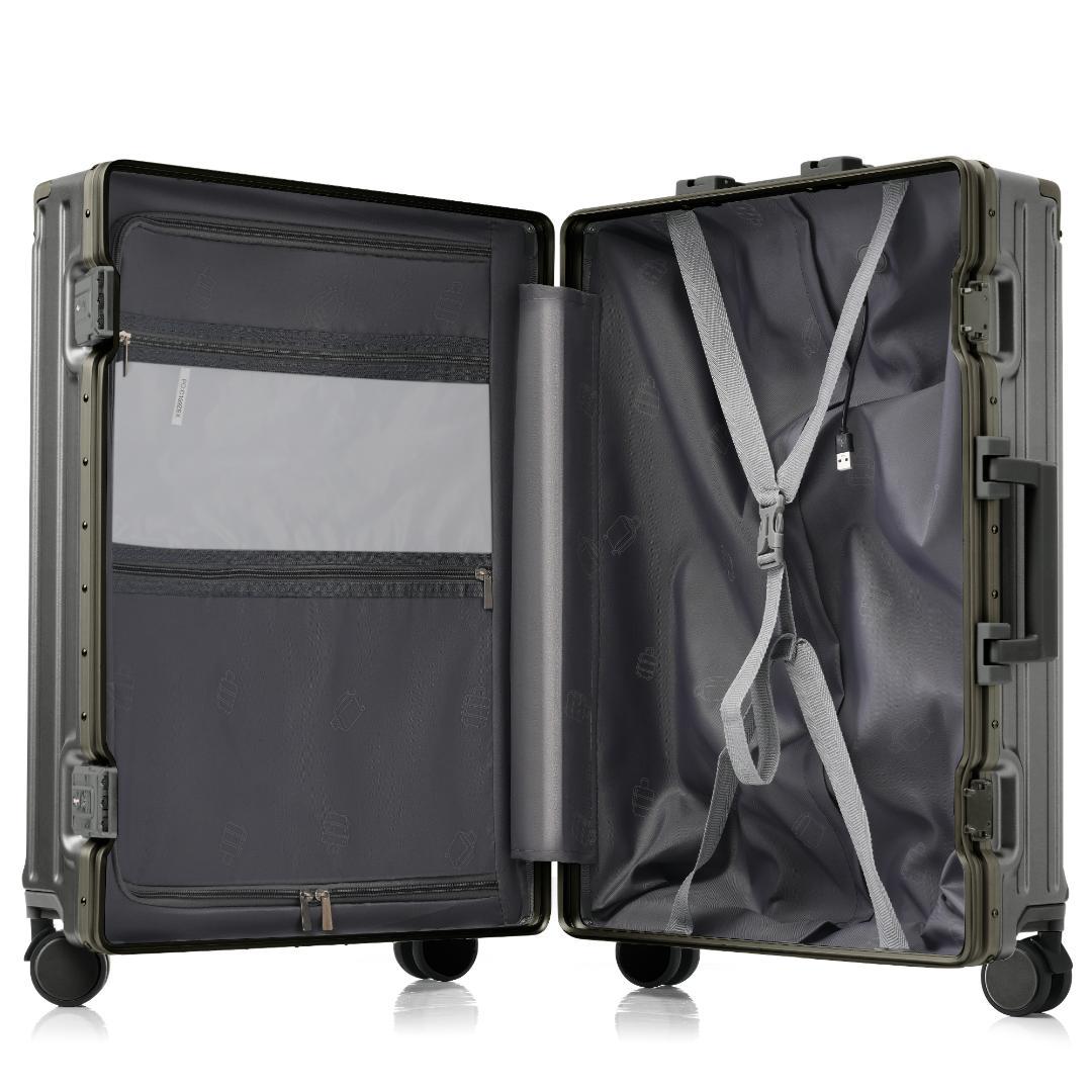 スーツケース Mサイズ キャリーケース フレーム型 USBポート付 軽量 静音